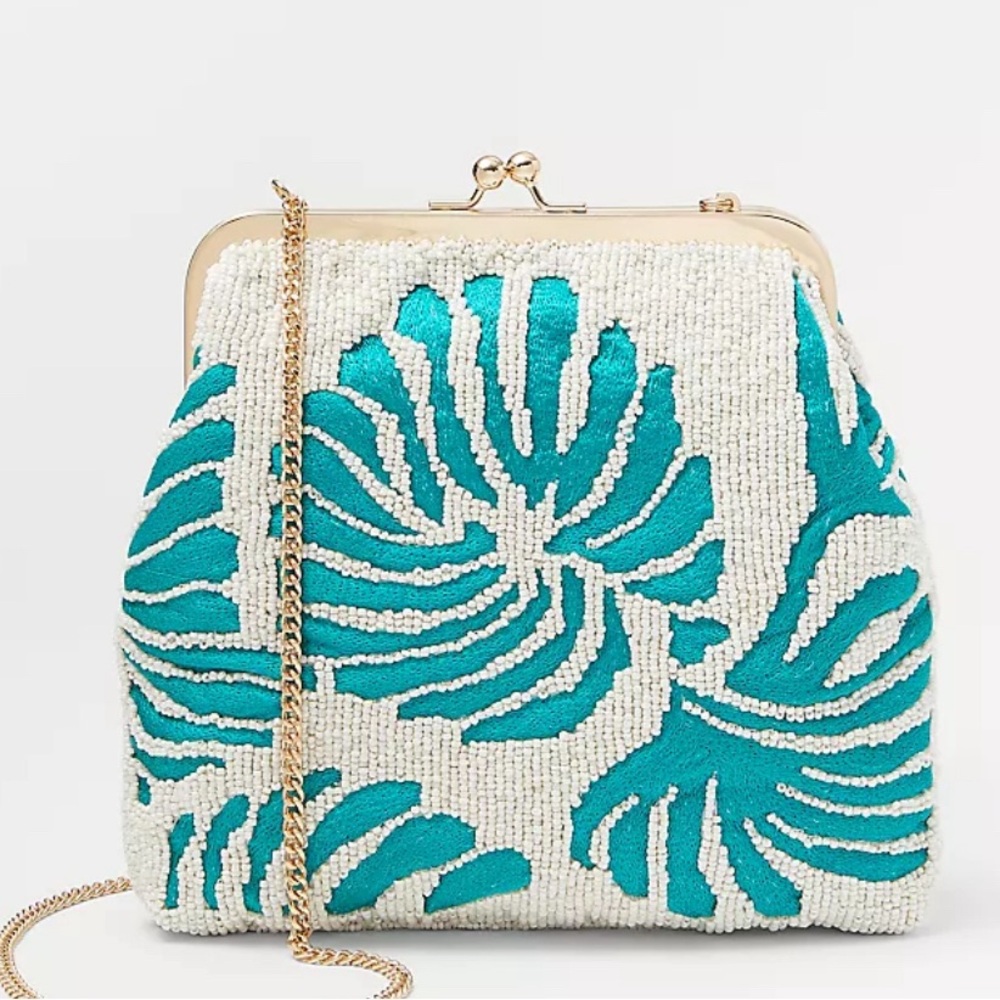 Ann Taylor Tropical Beaded clutch bag new
